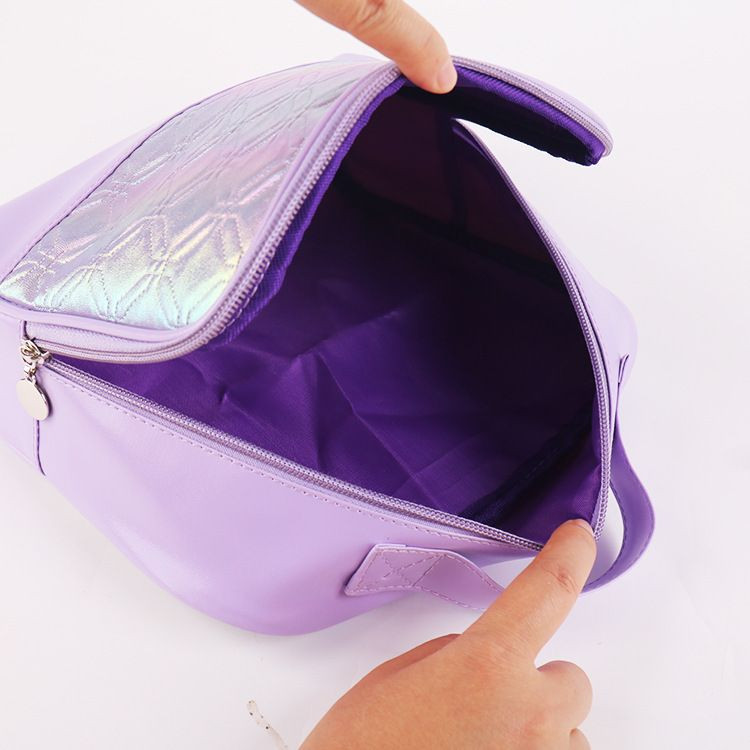 Iridescent PVC makeup bag for travel, gym beach, or daily use with large capacity waterproof design and zipper closure