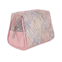 New Fashion Korean Style Womens PVC Bag Open Closure Travel Storage for Toiletry Makeup Bag with Woven Pattern