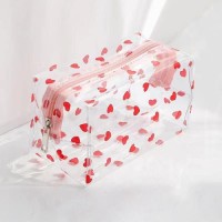 Large Capacity Portable Printed for Toiletry Bag Transparent PVC Makeup Bag with Zipper Durable Ins Style Sweet Storage